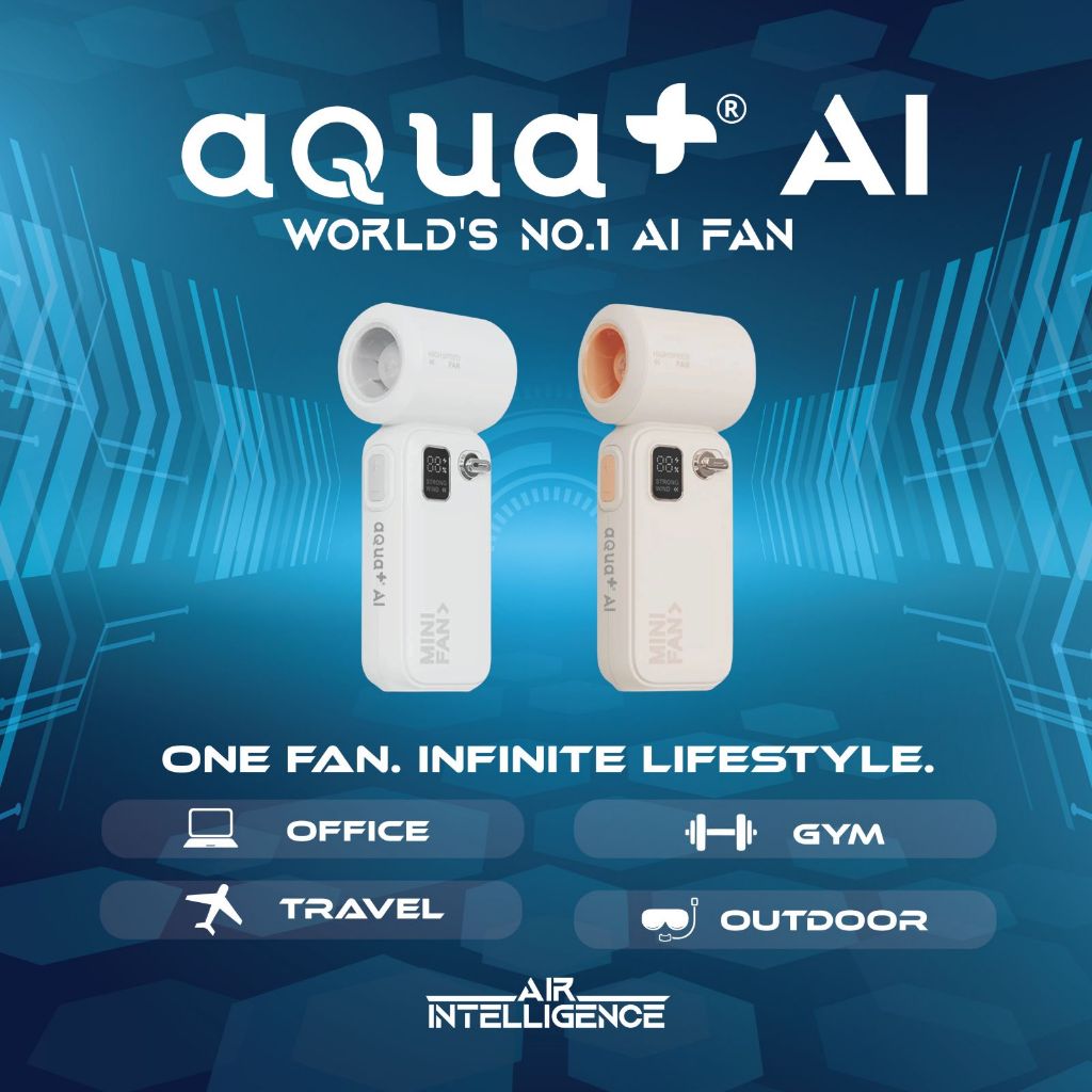 Aqua+ AI Fan Handheld Turbo Fan High Speed Fan LED Display Rechargeable Portable Turbo Fan Electric