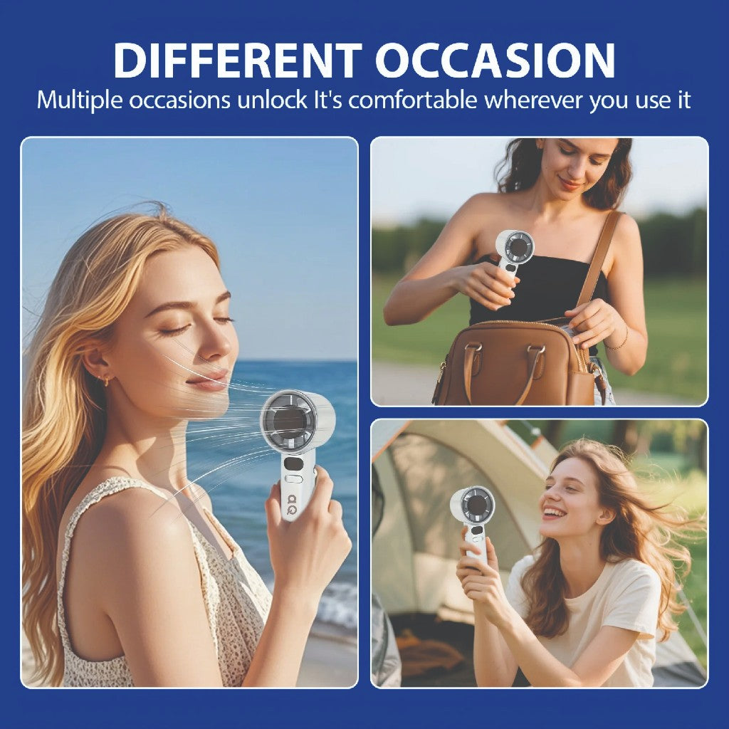 Aqua+ AI Fan Handheld Mini Fan with 120 Speed Powerful USB Charging, Suitable for Travel, Outdoor